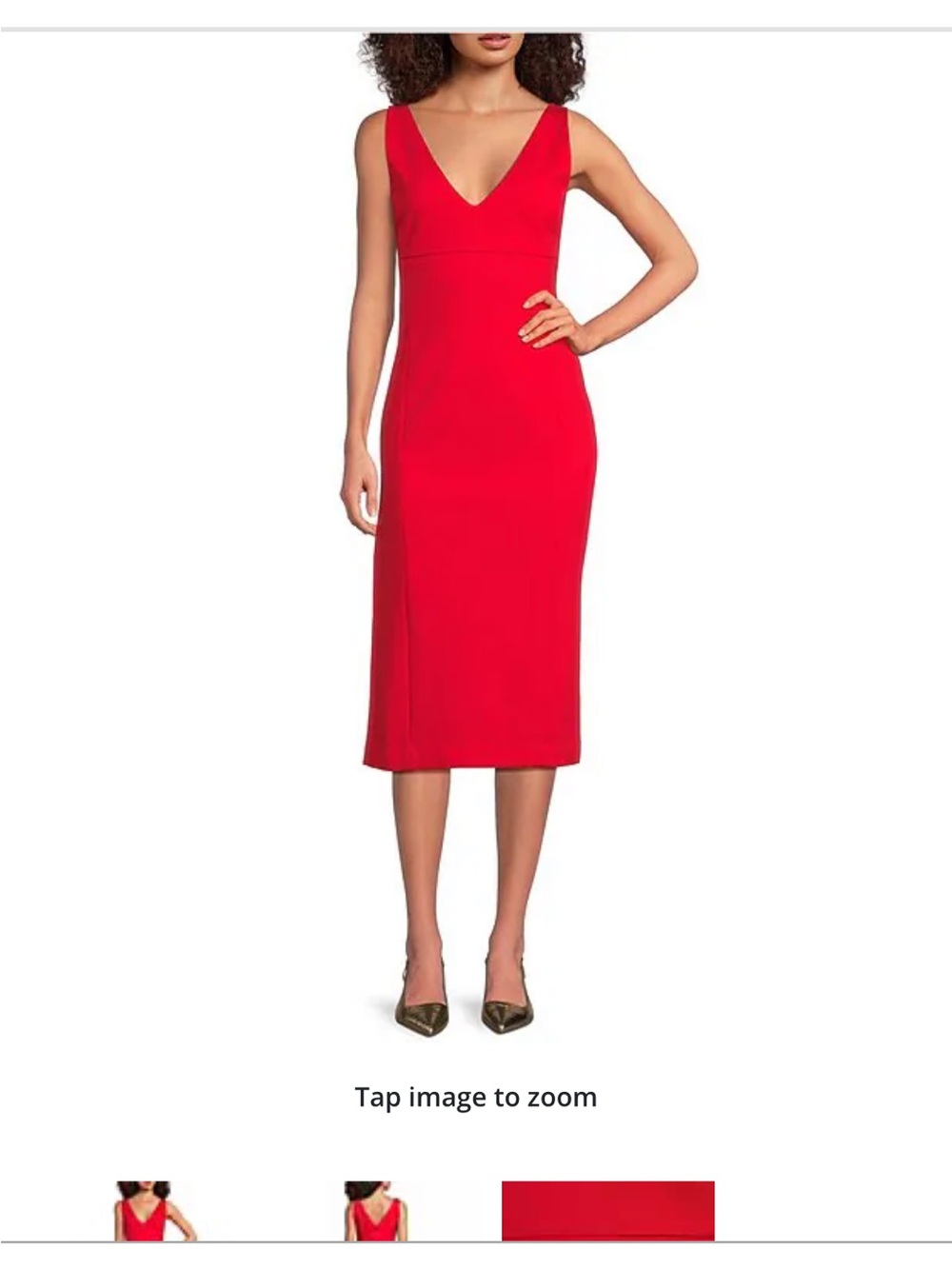 SPANX Red V-Neck Midi Sheath Dress